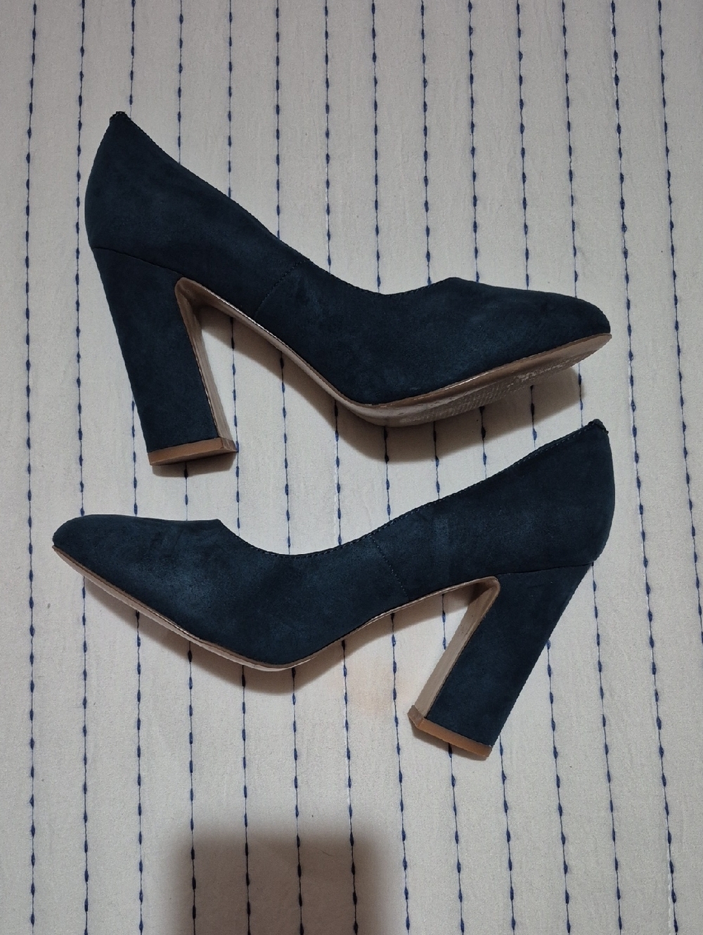 Target Teal Suede Block Heel Pumps